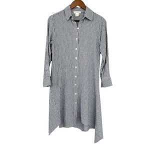 Cynthia Rowley shirt dress with asymmetrical hem, 3/4 sleeves, linen blend